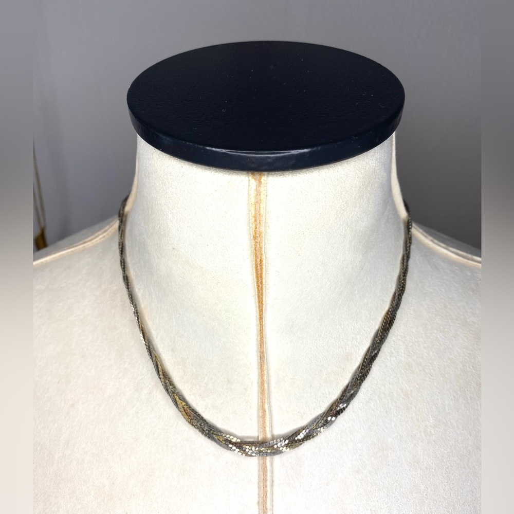 Gold and silver tone braided necklace